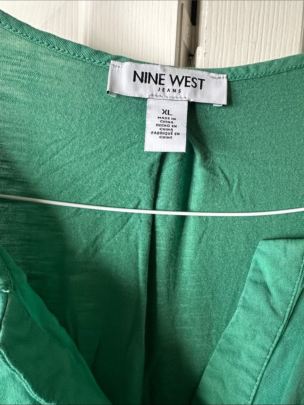 Nine West Teal-Green Short Sleeve V-Neck Blouse - Picture 2 of 2